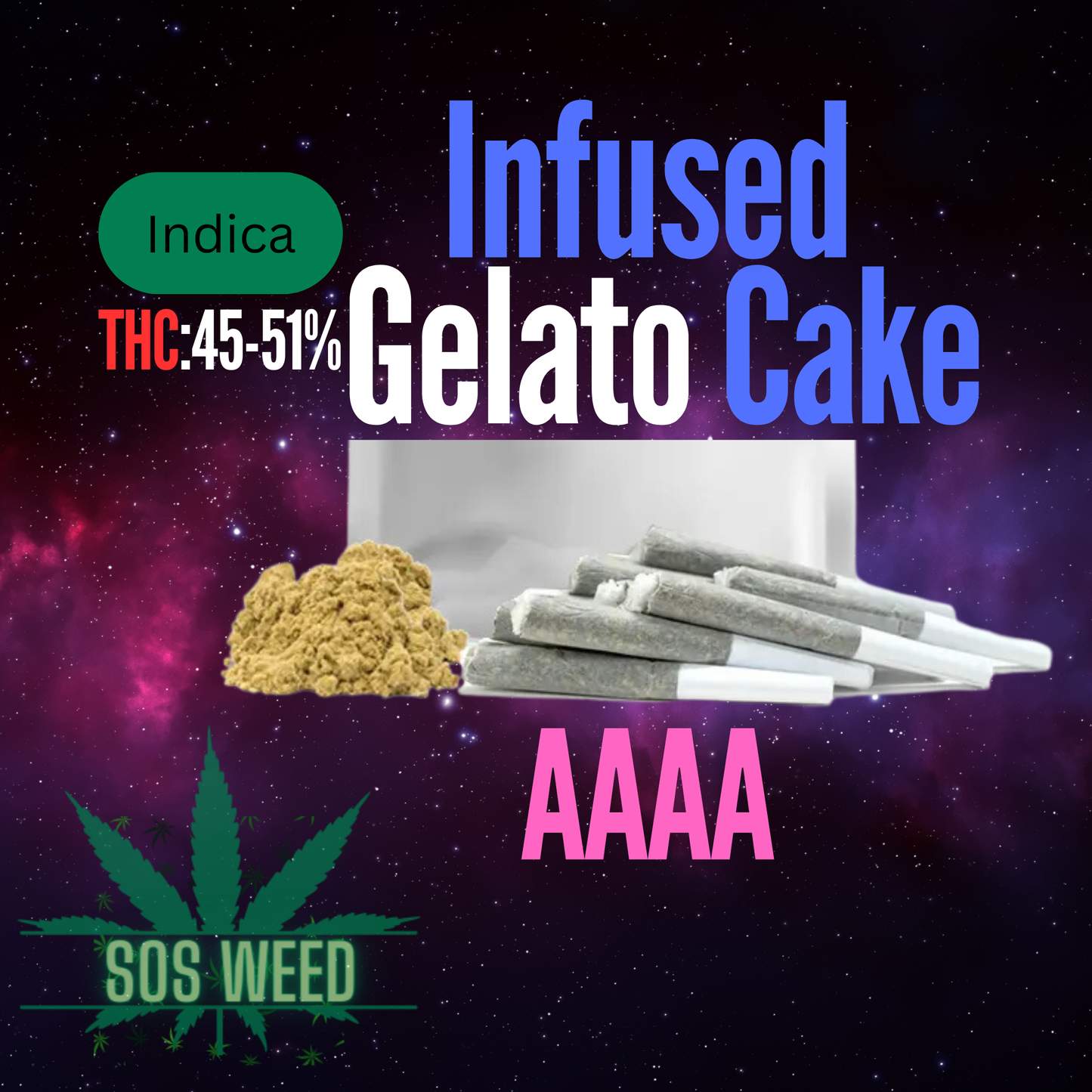 AAAA (Infused) Gelato Cake Indica Pre-Rolls (4p)