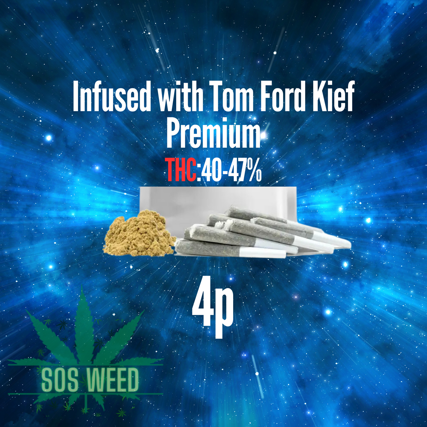 AAAA (Infused) Tom Ford Kief Purple Death Bubba Pre-Rolls (4p)