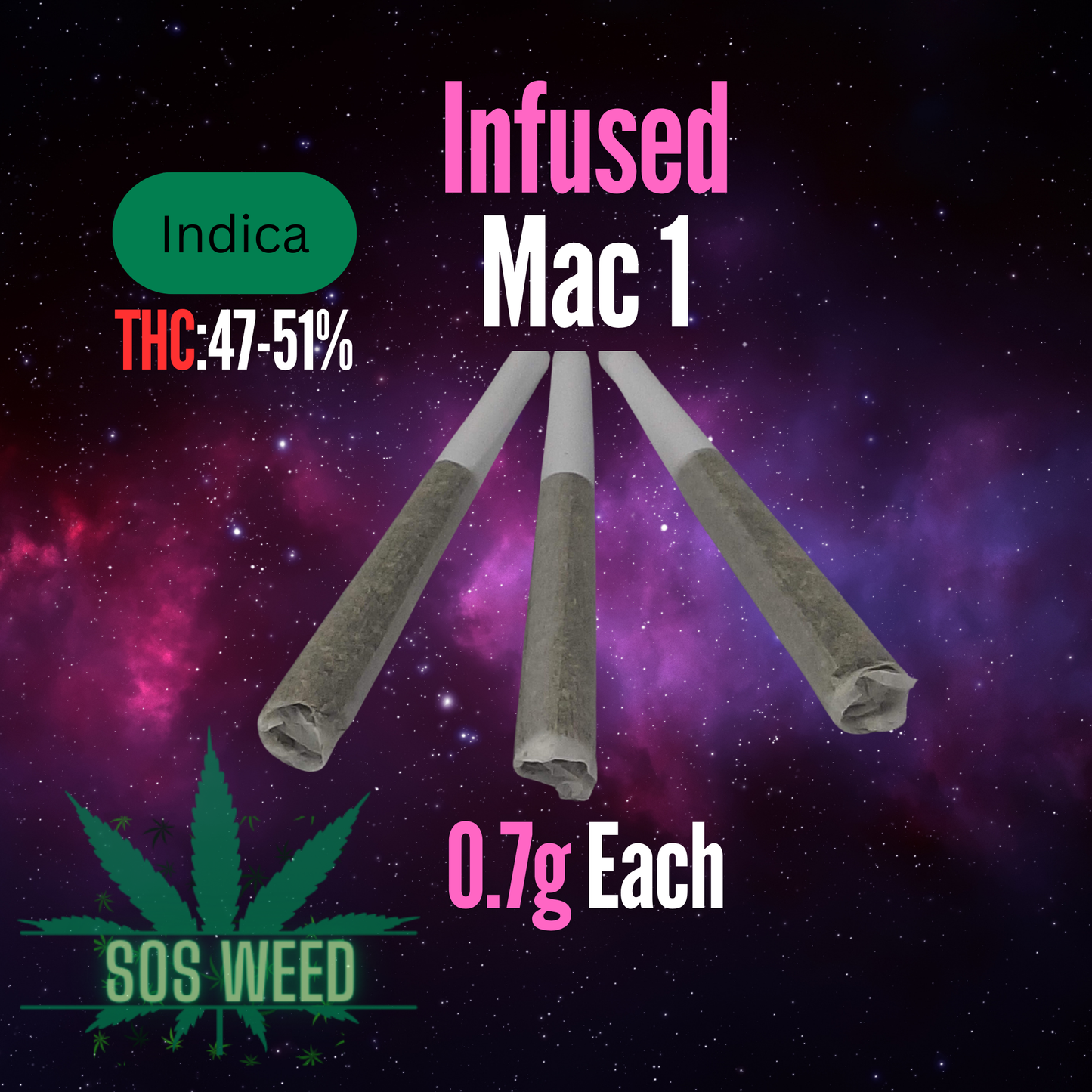 AAAA (Infused) Mac 1 Indica Pre-Rolls (4p)